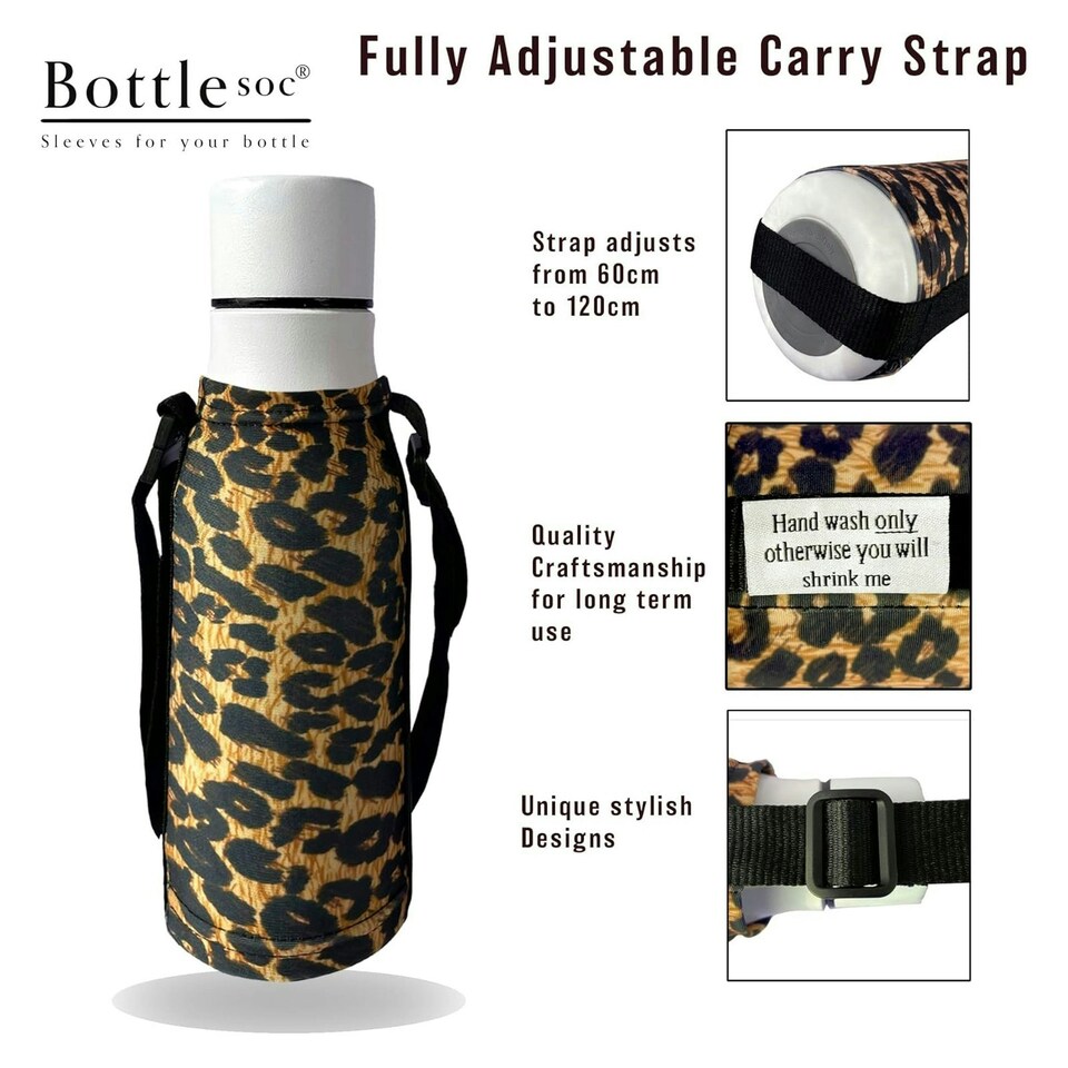 image 1 of Bottlesoc Bottle Carrier with Shoulder Strap Leopard Brown | Leopard Print | ONE SIZE