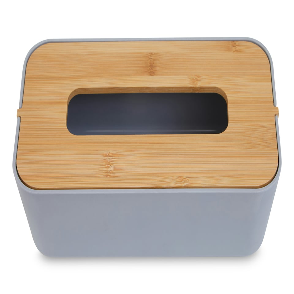 image 1 of Interiors by Premier Grey Bamboo Fibre Tissue Box, Rectangular Tissue Holder With Lift-off Lid & Cutout Opening, Tissue Paper Box