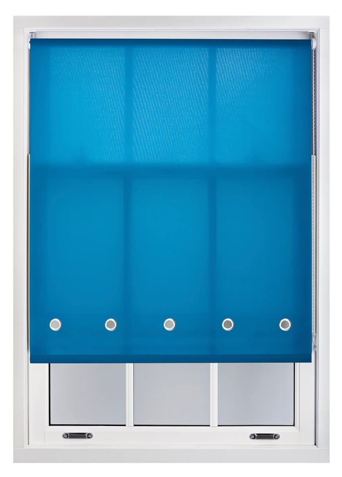 image 1 of FURNISHED Roller Blinds Daylight Round Eyelet Light Filtering Easy Fit Trimmable Window Blind | Blue | Teal | (W) 185cm x (L) 165cm
