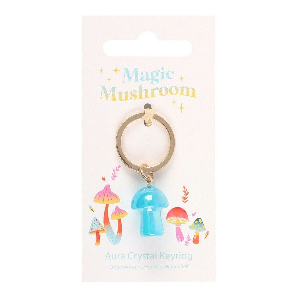 image 1 of Something Different Aura Mushroom Crystal Keyring - Blue - One Size