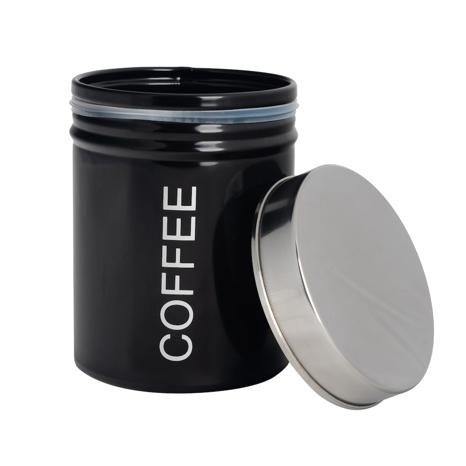 image 1 of Harbour Housewares Round Metal Kitchen Coffee Canister - Black