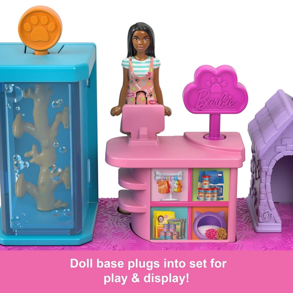 image 1 of Barbie Mini Land Doll Playset Pet Store