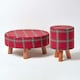 image 5 of Homescapes Traditional Red, Green and White Tartan Flat Footstool with Legs | Red | 62 x 62 x 30 cm