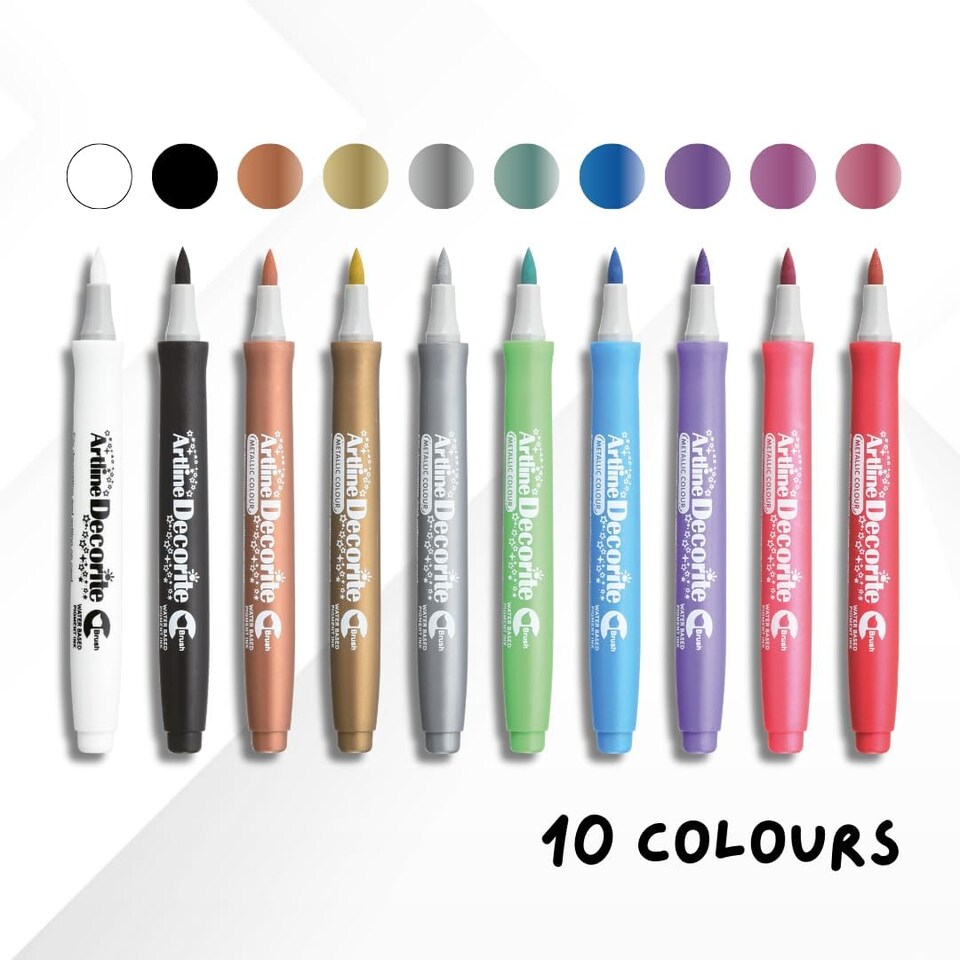 image 1 of Artline 'Decorite' Satin Shades Brush Marker Pens 10 Pack