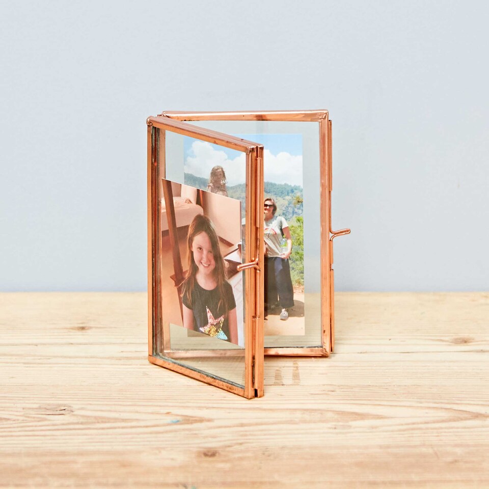 image 1 of Recycled Glass Folded Double Photo Frame
