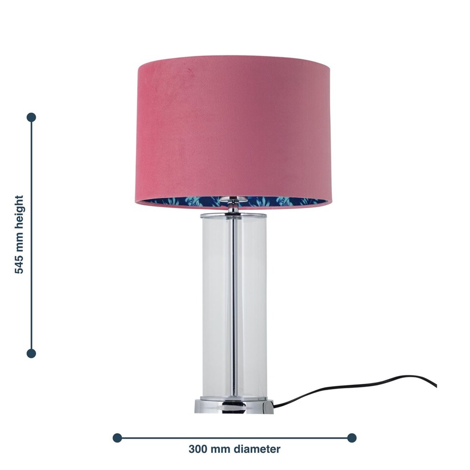 image 1 of Aura - Chrome Table Lamp with Pink Velvet Flamingo Shade | Chrome | Pink | Large | 1