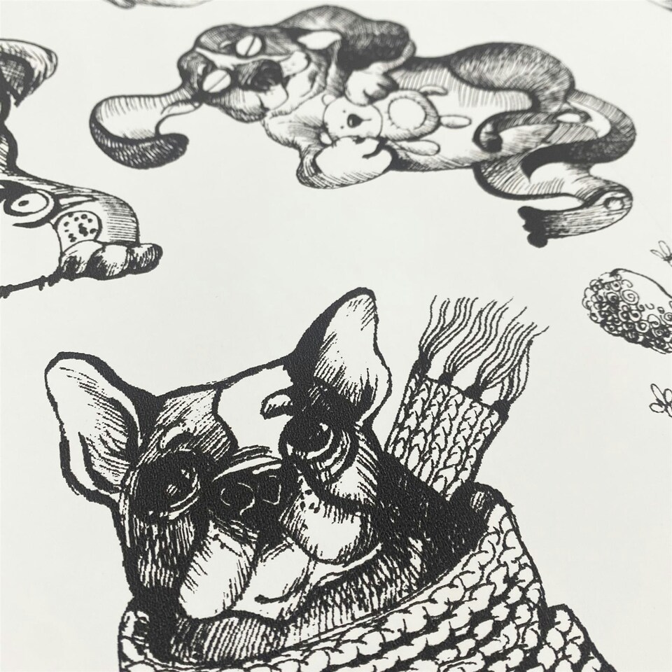 image 1 of Pooches White Wallpaper White | White
