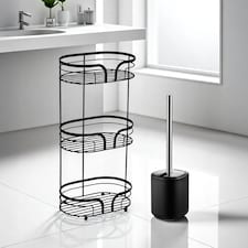 Showerdrape Black Bathroom Accessory Set Floor Caddy with Toilet Brush and Holder | Black | 1
