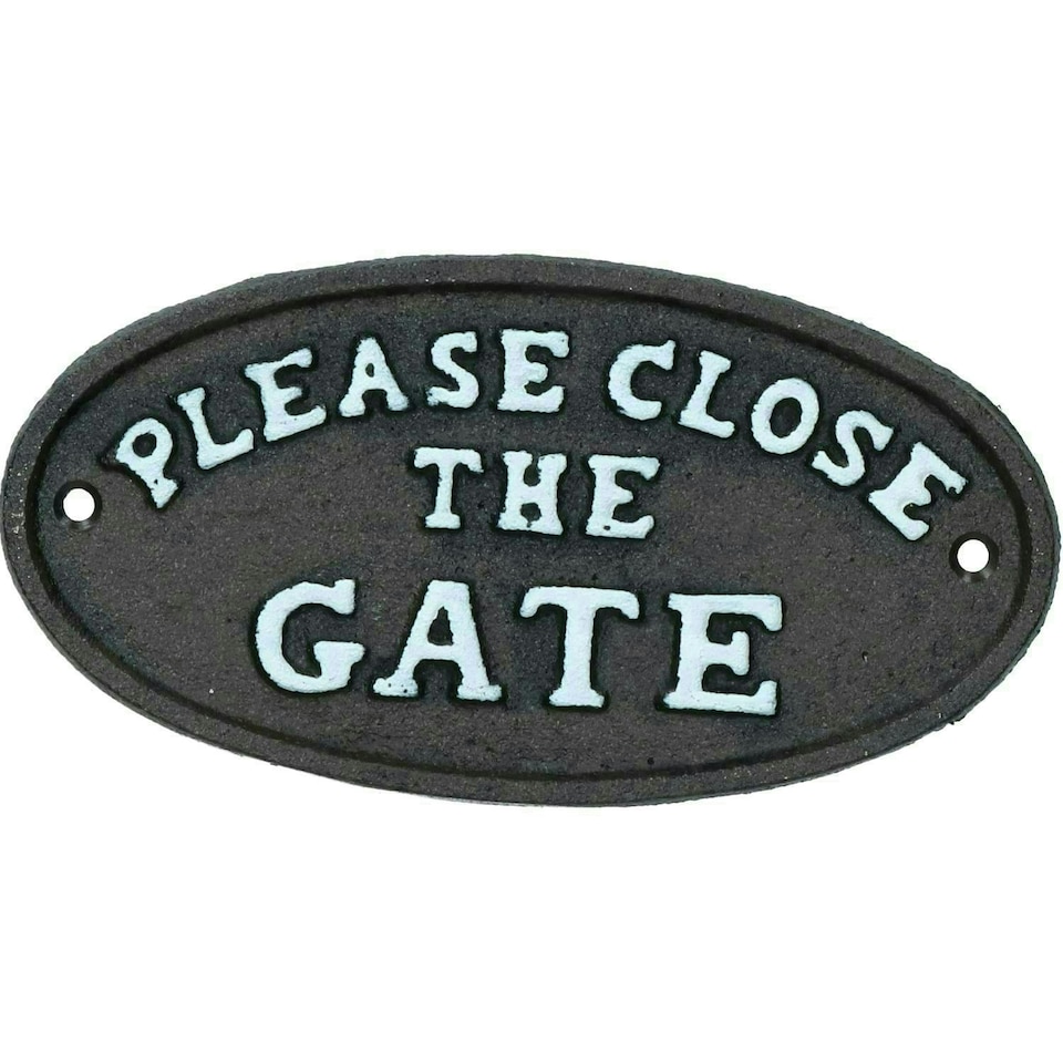 image 1 of Please Close The Gate Black Cast Iron Sign Plaque Door Wall House Gate Garden
