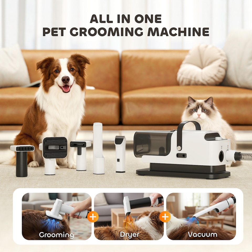 image 1 of PawHut 5 in 1 Dog Grooming Vacuum & Dog Dryer with Electric Clipper