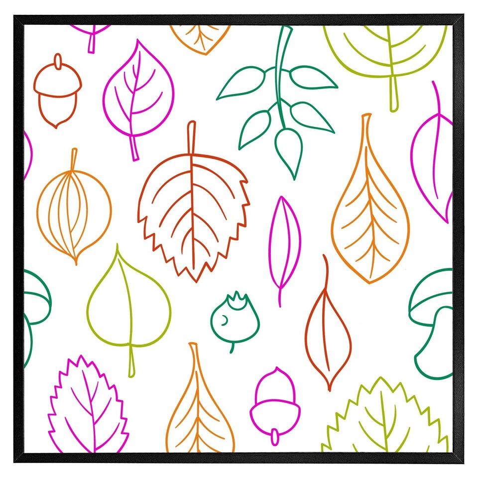 image 1 of Multi colour leaves illustration (Picture Frame) Brown | Oak | S