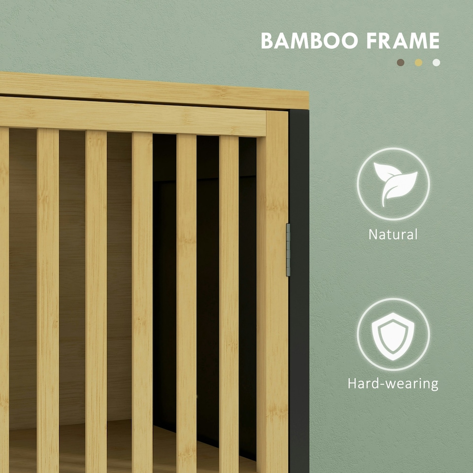 image 1 of HOMCOM Tall Bathroom Cabinet Bamboo Cupboard with Adjustable Shelves, Black