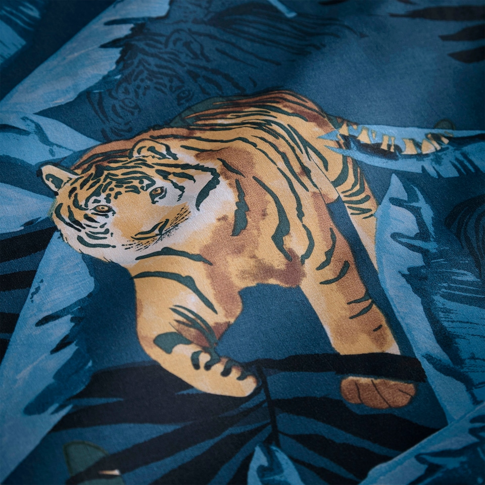 image 1 of Tiger Duvet Cover Set Pillowcase Navy Single