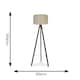 image 6 of ValueLights Barbro Black Tripod Floor Lamp Natural Shade | Cream