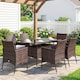 image 9 of Outsunny Rattan Dining Set for 6 with Cushions, Glass Top Table, Brown