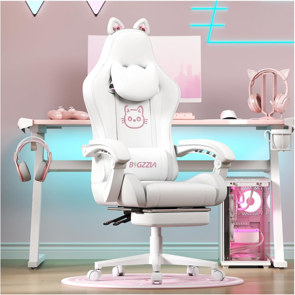 image 1 of Rattantree Ergonomic Gaming Chair with Massage Support & Footrest