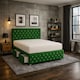 image 1 of 4FT Small Double Green Plush Velvet Divan Bed With Headboard & Footboard and Memory Sprung Mattress 2 Drawers Left Side Laying in Bed