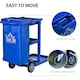image 4 of HOMCOM Cleaning Carts On Wheels, Janitorial Trolley with 3 Tier Shelves, Housekeeping Utility Service Unit with Rubbish Bag and Mop Mount for Hotel, Office, Blue