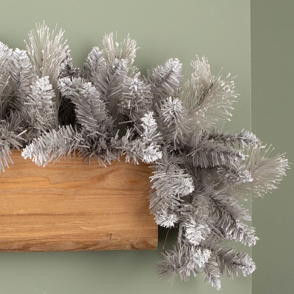 image 1 of 6ft (1.8m) Premier Lightly Flocked Grey Fir Christmas Garland with Mixed Tips
