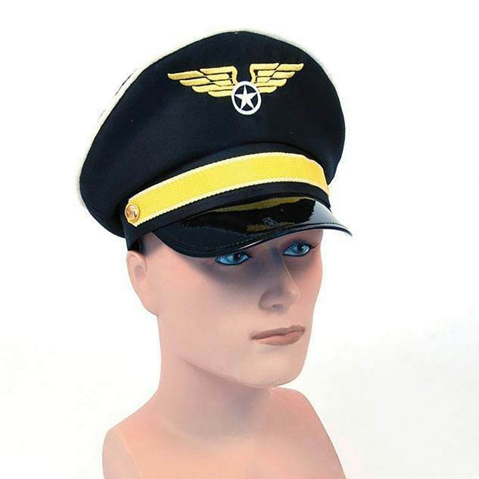 image 1 of Bristol Novelty Unisex Pilot Hat - Black/Yellow - One Size Black | One Size