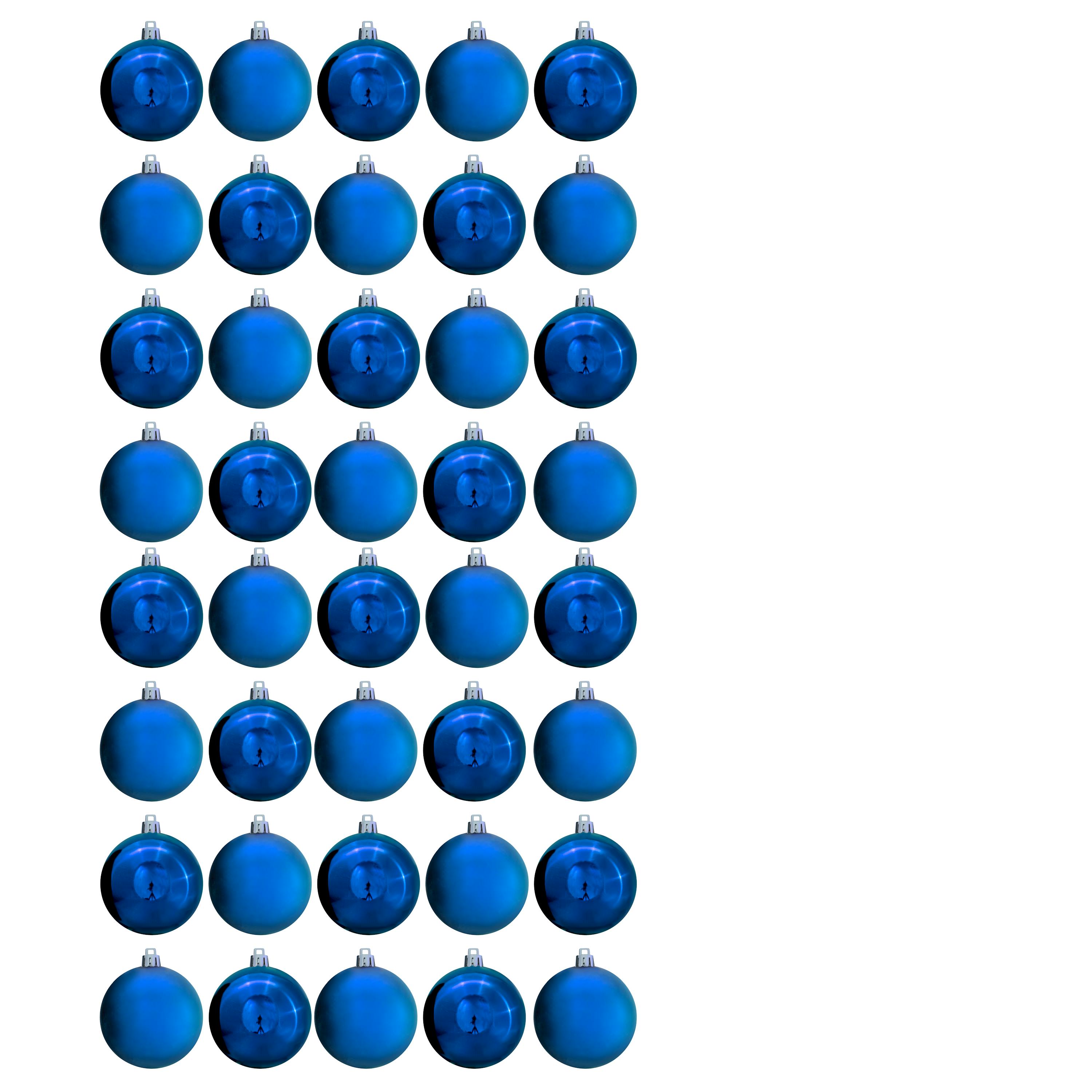 Christmas Tree World 6cm Bauble Set Shiny/Matt (40 pc) - Blue