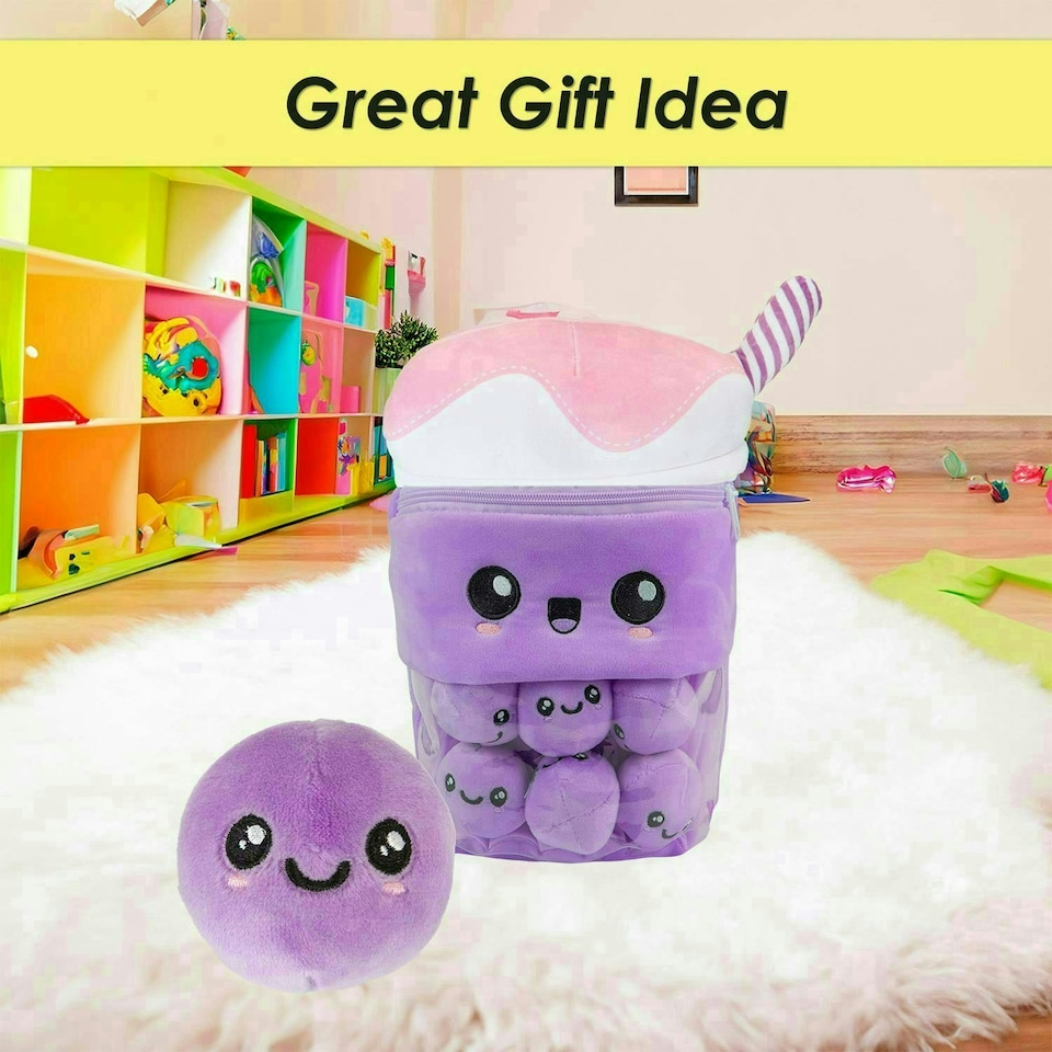 image 1 of Boba Tea Soft Toy Cute Plushie Huggable Cuddly Stuffed Toy Gift 35cm Lilac