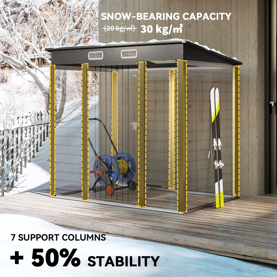 image 1 of Outsunny 6.3 x 4.3FT Garden Shed, Galvanised Metal Shed, Easy to Assemble, Outdoor Tool Storage Shed with Pent Roof, Lockable Door and 2 Vents, Grey | Grey | 1