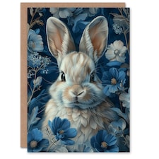 Cute Bunny Flower Pattern Woman Rabbit Her Birthday Card