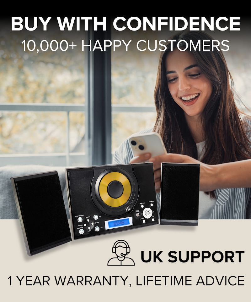 image 1 of CD Player with Speakers - HiFi System for Home with Radio, USB, MP3, Clock Alarm & Remote - Compact Stereo System with Wall Mount Design - Small CD Players for Home - GTMC-101