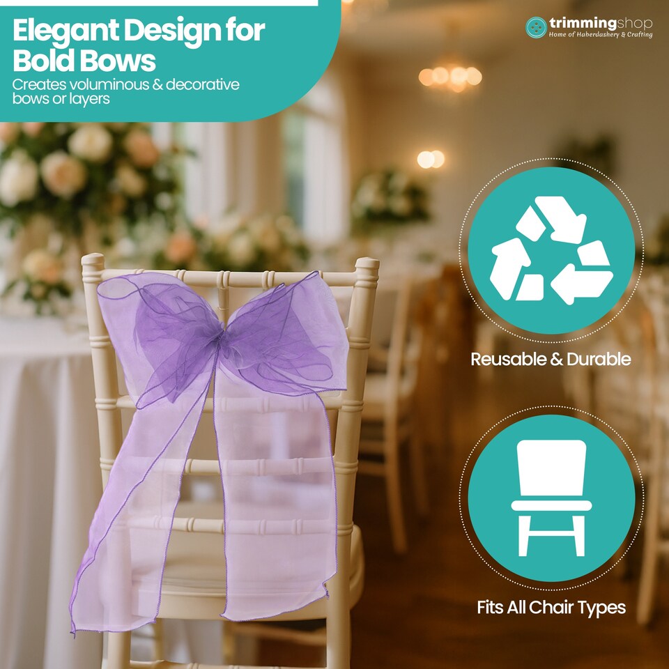 image 1 of 17 x 280cm Organza Chair Sashes, Sheer Sash Ties - 25pcs