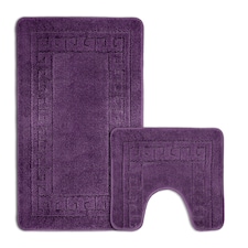 Velosso Greek Key Bathmat Set - Antislip Purple