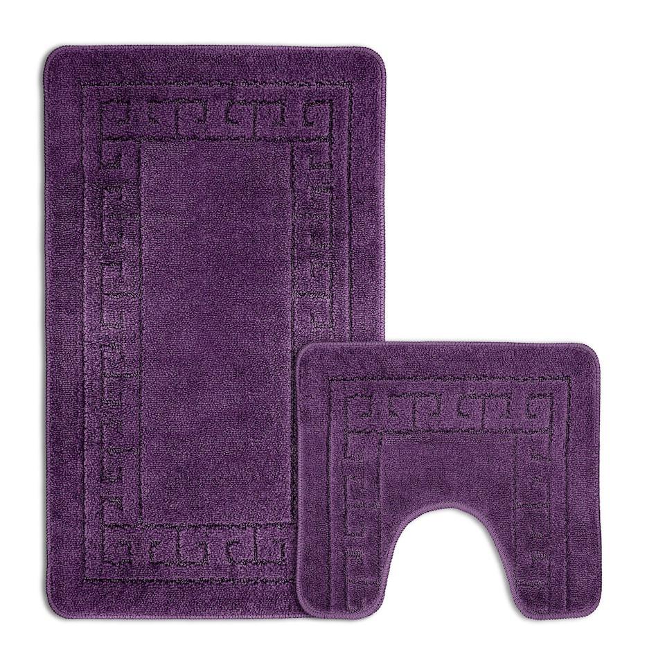 image 1 of Velosso Greek Key Bathmat Set - Antislip Purple