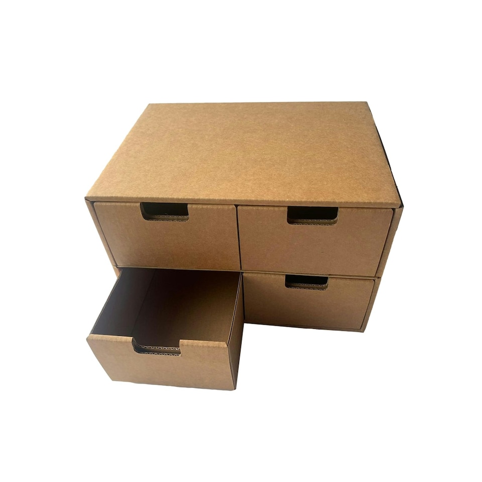 image 1 of Kraft Desktop Organiser Drawers Cardboard DIY Storage Box