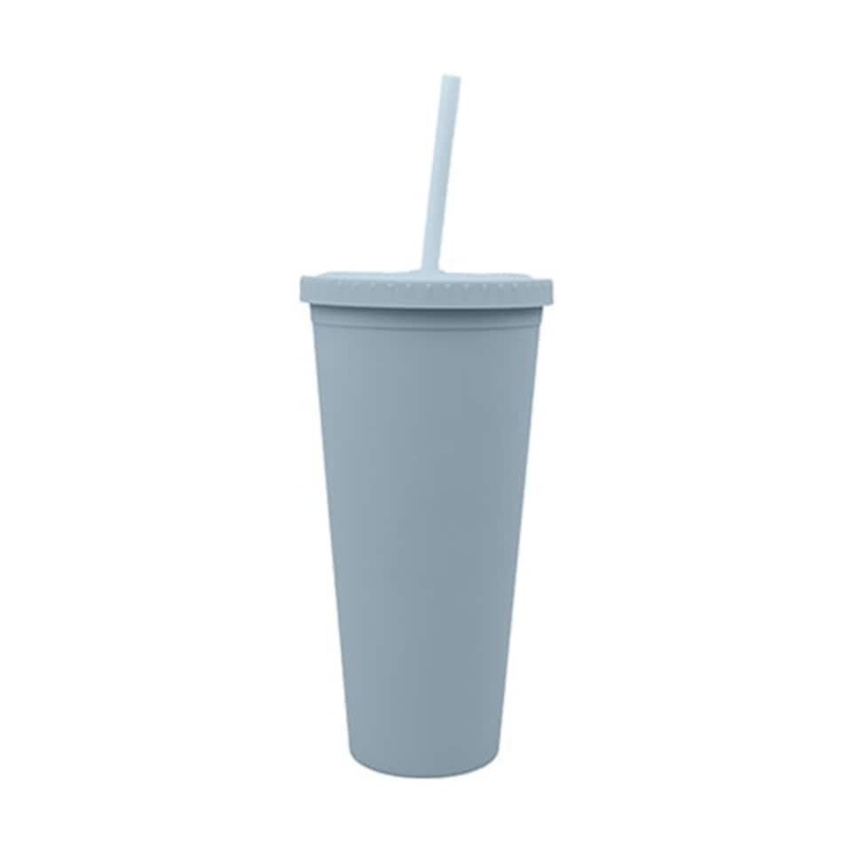 Pastel Blue Reusable Cold Drinks Plastic Cup 600ml