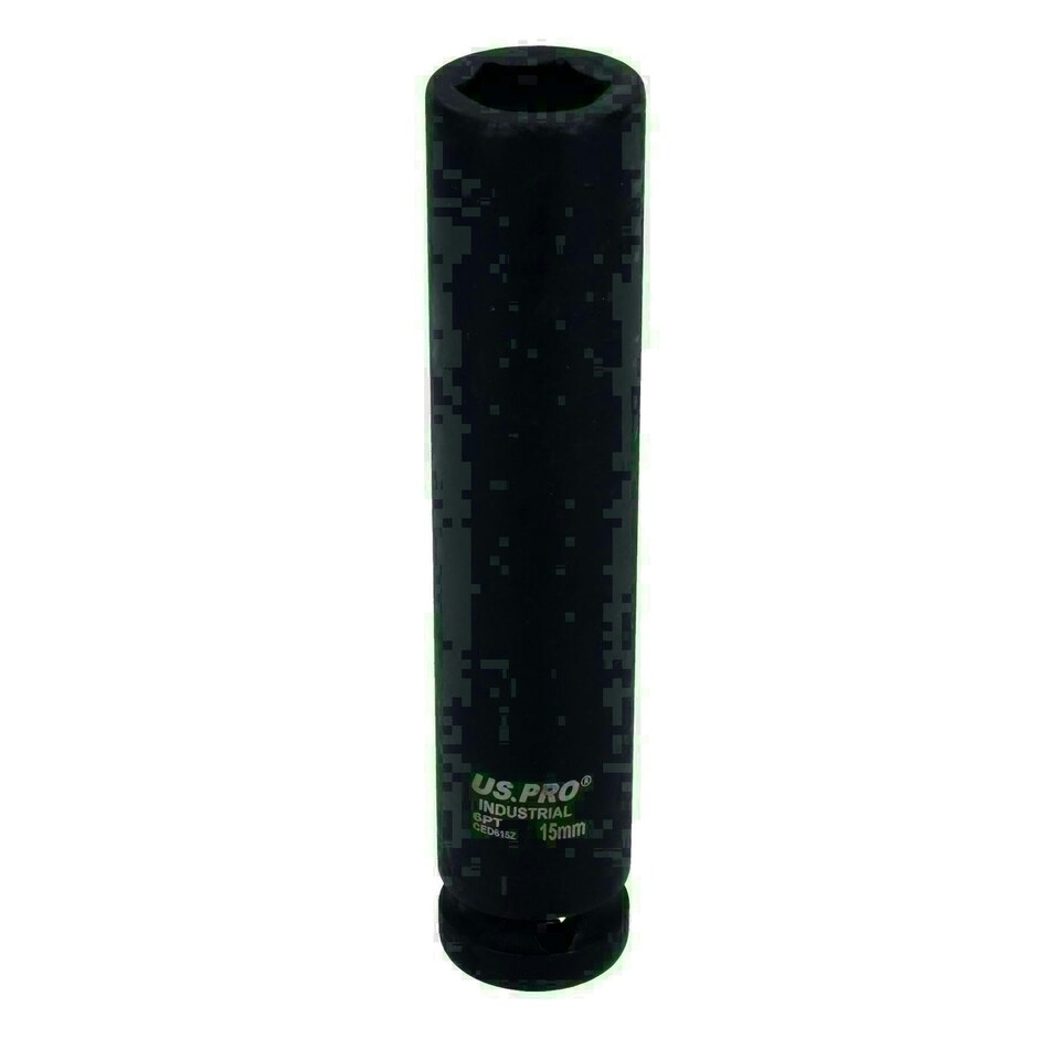 image 1 of 15mm Extra Deep Long Metric MM Impact Socket 1/2" Drive 6 Sided Single Hex
