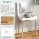 image 6 of HOMCOM Dressing Table with Flip-up Mirror, Makeup Desk with 2 Drawers and Pine Wood Legs, Vanity Table Writing Desk for Bedroom Living Room, White