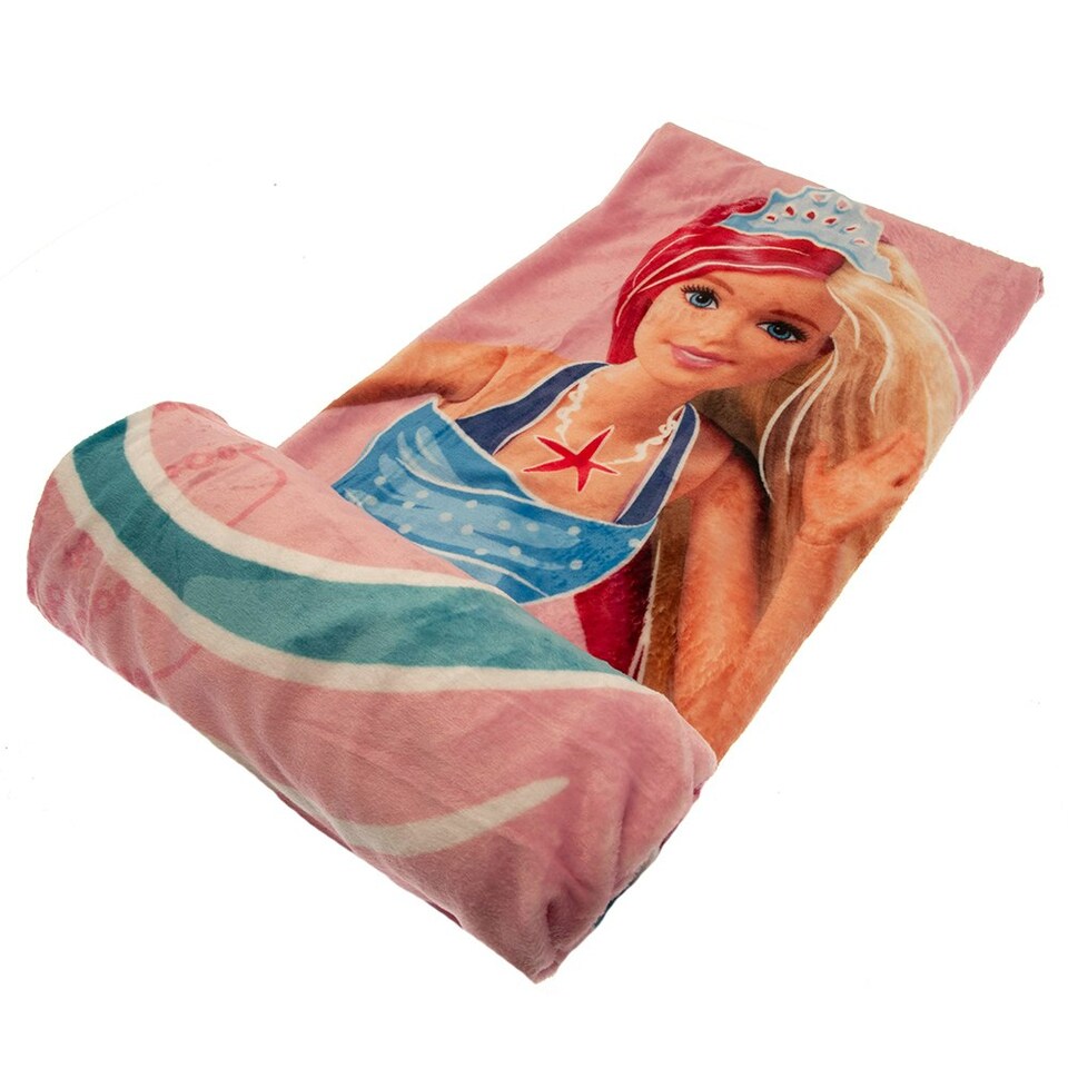 image 1 of Barbie Premium Coral Fleece Blanket - Baby Pink/Blue/White - One Size