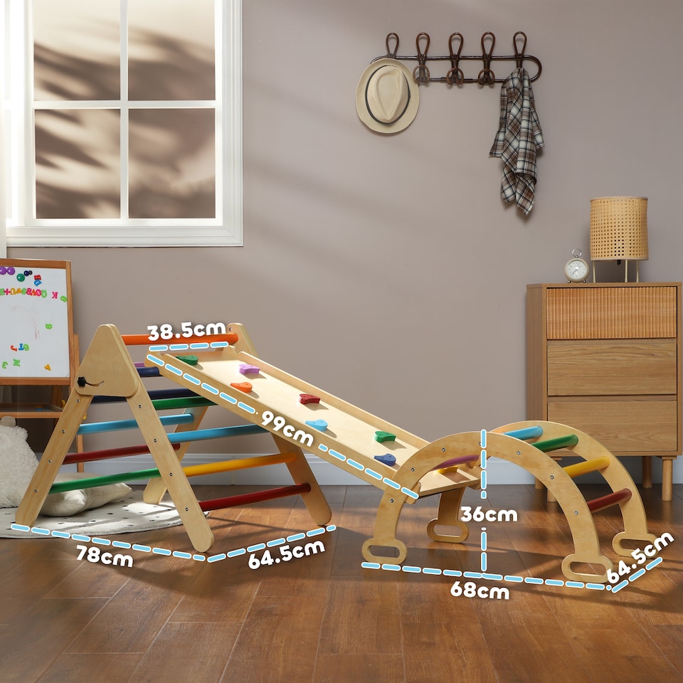 image 1 of AIYAPLAY 5-in-1 Toddler Climbing Frame with Ramp, Arch, for 18-48 Months