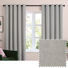Furn Soft Chenille Blackout Eyelet Curtain Pair, 168cm width x 229cm drop | Silver | Silver | 1