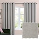 image 1 of Furn Soft Chenille Blackout Eyelet Curtain Pair, 168cm width x 229cm drop | Silver | Silver | 1