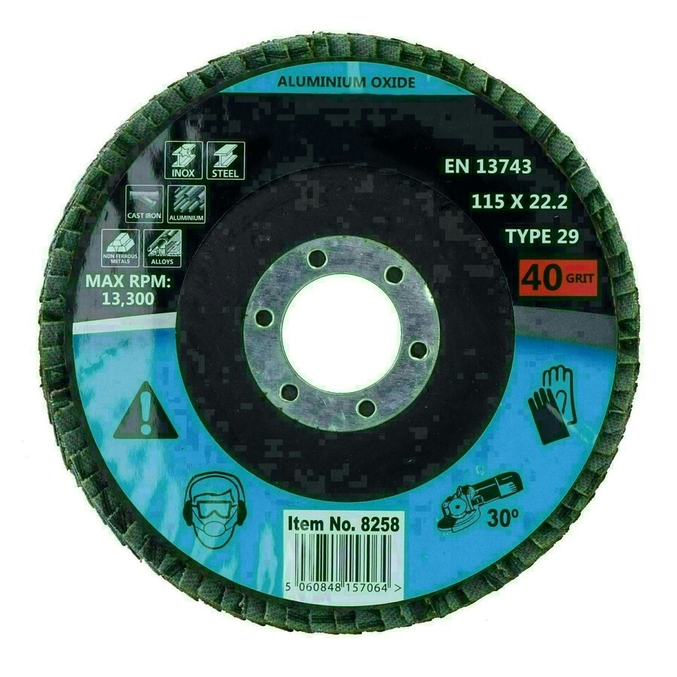 image 1 of Type 29 Premium Flap Grinding Sanding Discs 80 Flaps 40 Grit Coarse 115mm 60pk