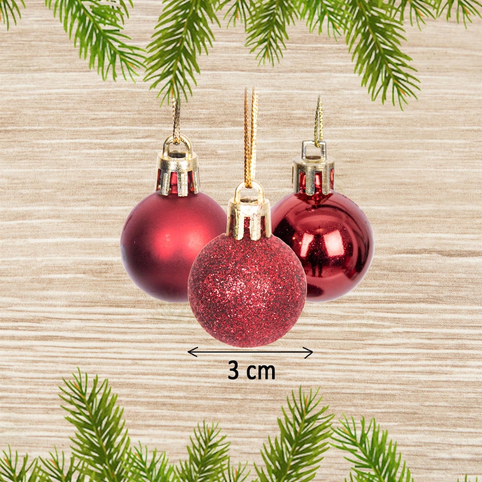 image 1 of 30mm/24Pcs Christmas Baubles Shatterproof Dark Red, Christmas Tree Decorations