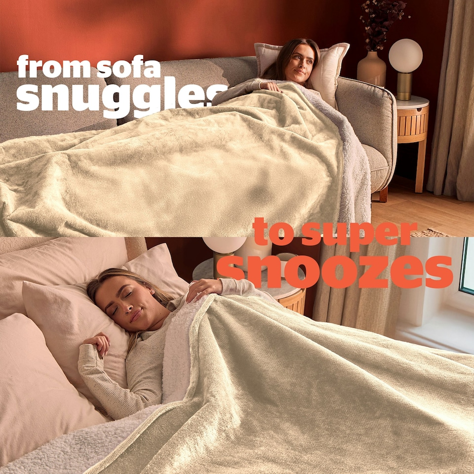 image 1 of Silentnight Heat Genie Self Heating Giant Blanket Cream | Natural