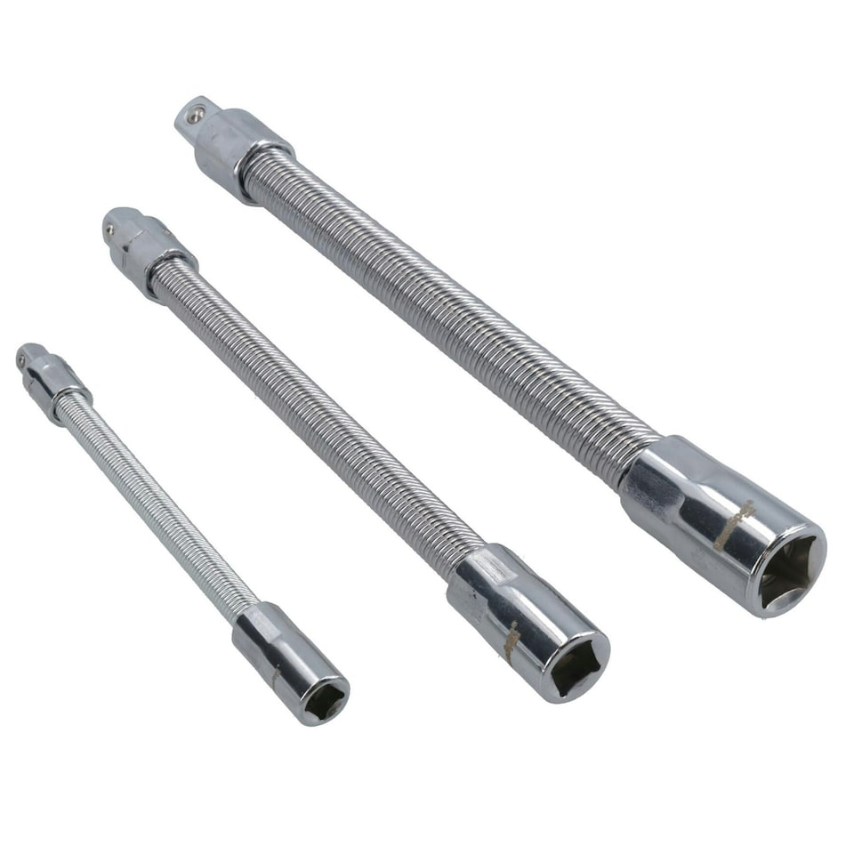 image 1 of Flexible Flexi Extension Bar Adapter Set For Sockets Mixed Drive 1/4 - 1/2in 3pc
