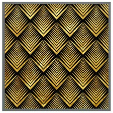 Golden geometric flower pattern (Picutre Frame) Grey | L