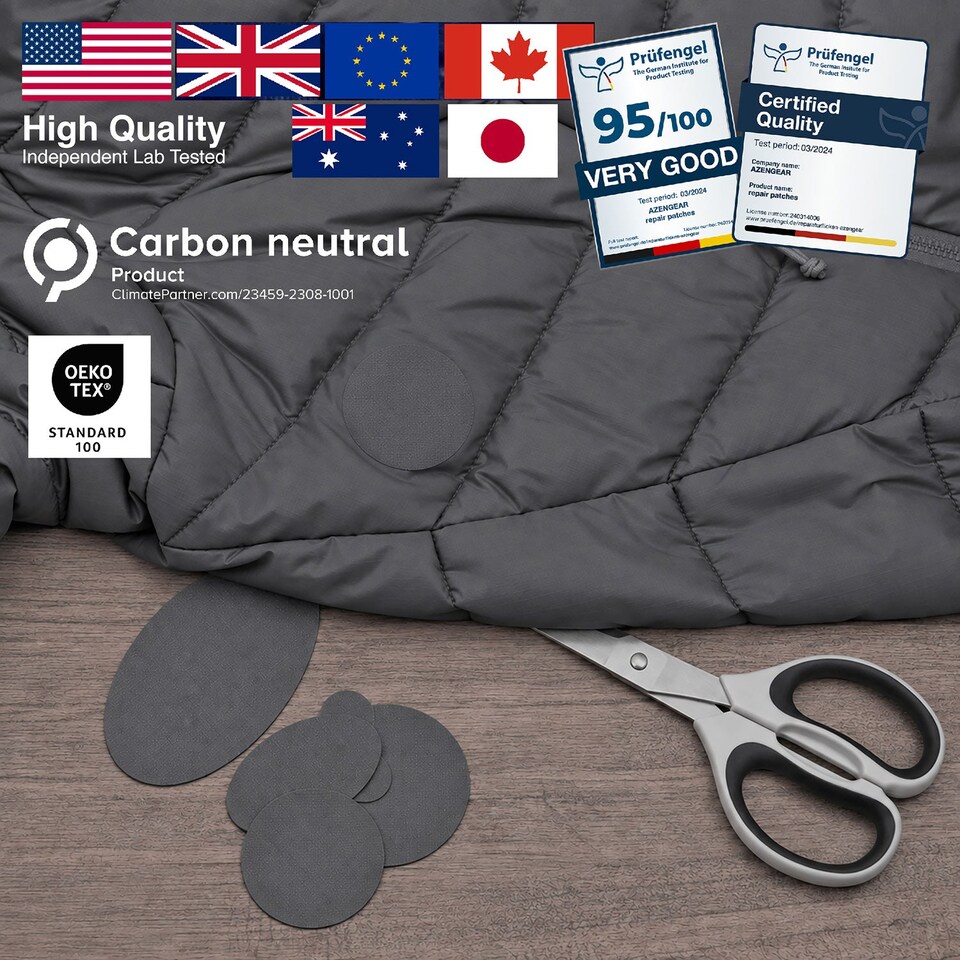 image 1 of aZengear Jacket Repair Patches for Tents, Gear - Waterproof, Self-Adhesive, Tear-Cold-Heat-Resistant