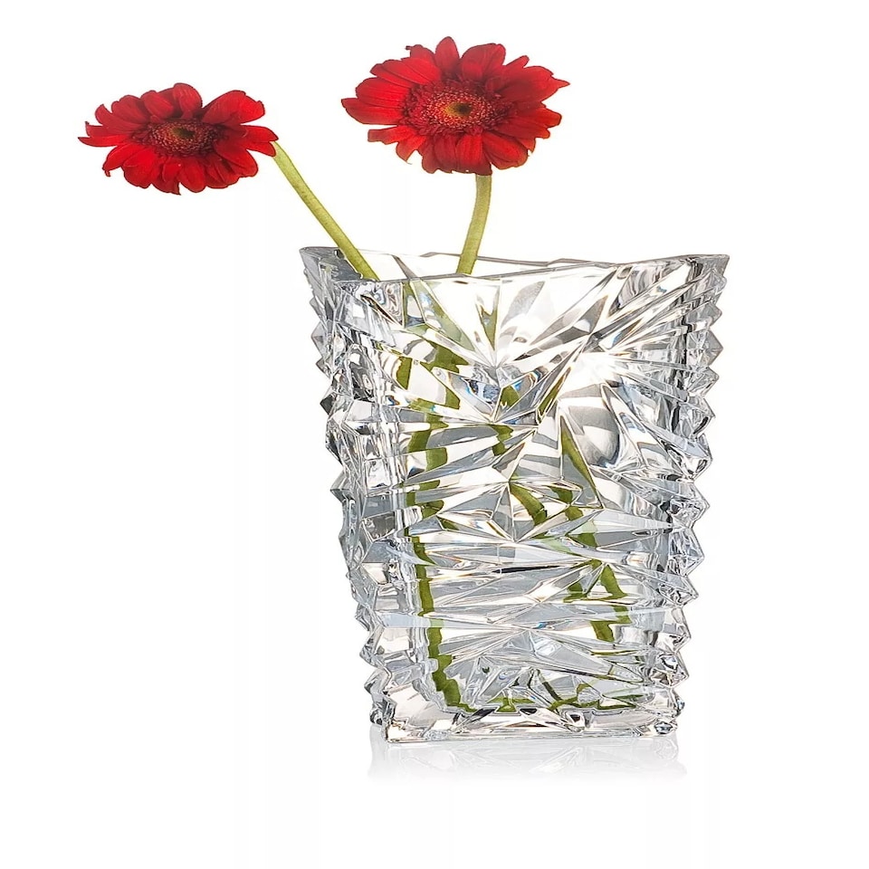 image 1 of Crystal Look Heavy Glass Bouquet Flower Vase Holder Home Table Elegant Decor | Clear | Rio