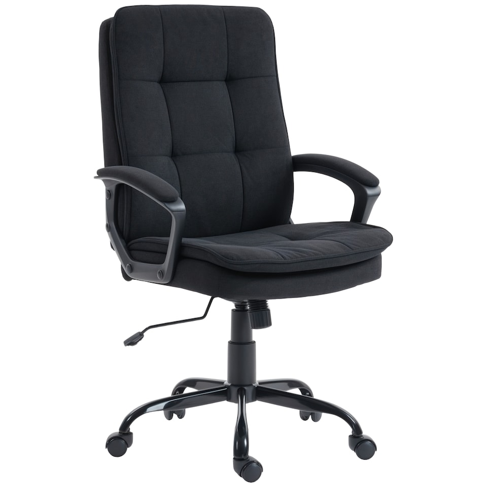 image 1 of HOMCOM Office Chair, Computer Desk Chair with Dual-Layer Padding, Black