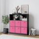 image 3 of Wide 7-Cube Bookcase With Drawers | Black | Black & Dark Pink | 1