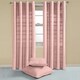 image 2 of Homescapes Cotton Rajput Ribbed Pink Curtain Pair - 54 x 54" Drop Pink